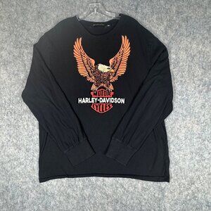 Harley Davidson Long Sleeve Graphic T Shirt XXL Black Eagle Logo